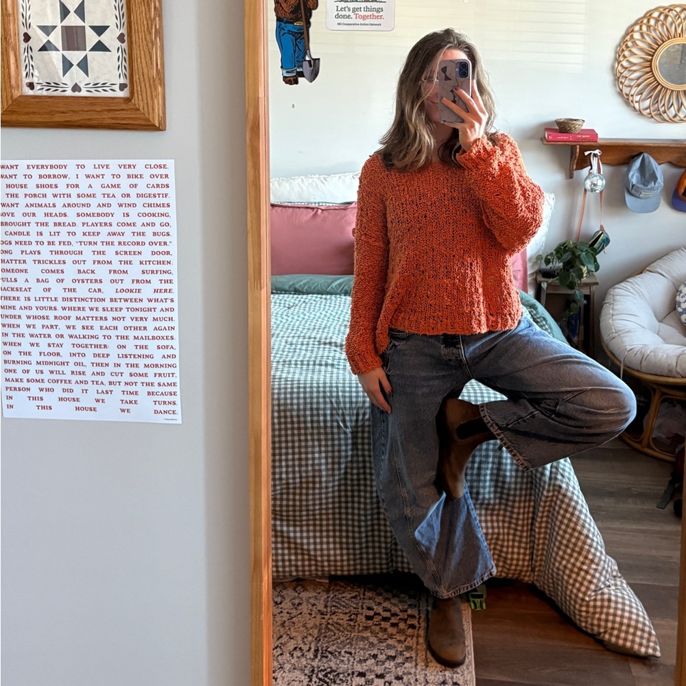 Cozy Orange Free People Sweater